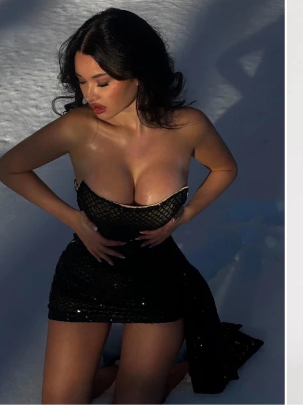 Lilian Black Draped Sequin Mini Dress